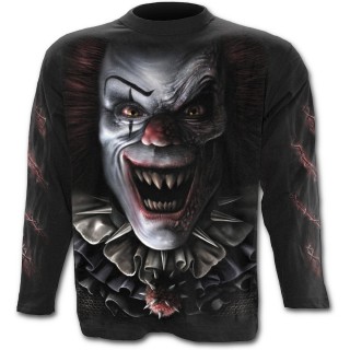 T-shirt gothique homme  manches longues  cirque de la terreur avec clown