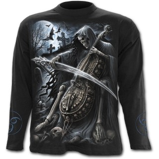 T-shirt gothique homme  manches longues avec La Mort jouant de la musique avec sa faux