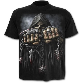 T-shirt gothique noir pour enfant avec la Mort  chaine de combat