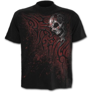 T-shirt homme avec tte de mort et symbole tribal ensanglant