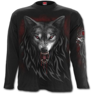 T-shirt homme gothique à manches longues avec couple de loups et Ankh
