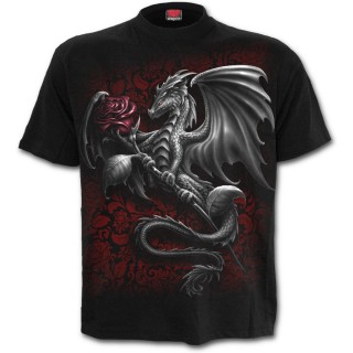 T-shirt homme gothique avec dragon tenant une rose