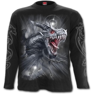 T-shirt homme gothique manches longues  dragon gris libr de ces chaines