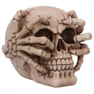 Tte de mort craquele et transpercs par des mains squelettes