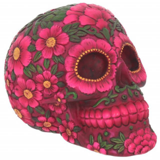 Tte de mort mexicaine  fleurs (14,5cm)