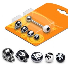 Pack piercing langue t�te de mort noires