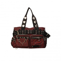Banned Punk Grande Tartan Menottes Sac /à main Sac gothique Rouge