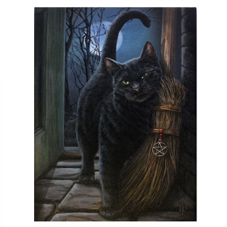 Toile canevas  Chat noir et balai de sorcire - Lisa Parker (19x25cm)