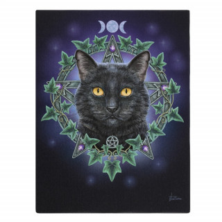 Toile canevas  chat noir et vigne - Lisa Parker (19x25cm)