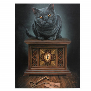 Toile canevas  chat noir sur boite de Pandore - Lisa Parker (19x25cm)