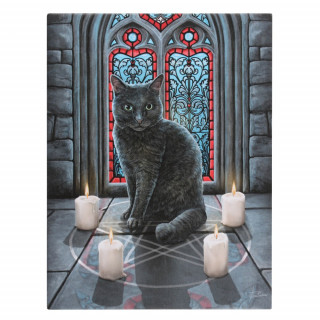 Toile canevas  chat noir sur cercle d'invocation - Lisa Parker (19x25cm)