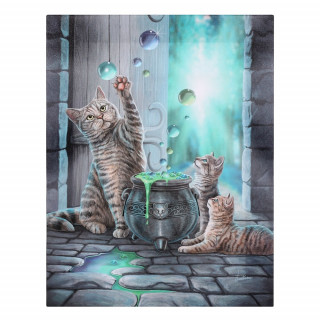 Toile canevas  chats et chaudron de potion - Lisa Parker (19x25cm)