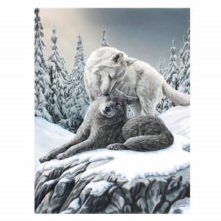 Toile canevas  couple de loups dans la neige - Lisa Parker (19x25cm)