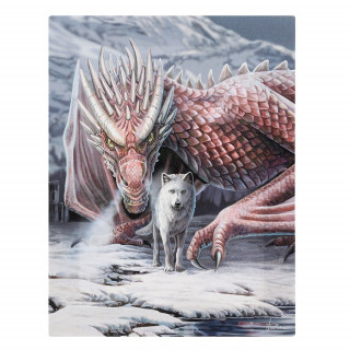 Toile canevas  Dragon et Loup blanc dans la neige - Lisa Parker (19x25cm)
