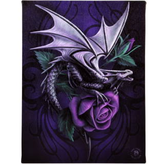 Toile canevas à Dragon et rose violette - Anne Stokes (19x25cm)