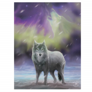 Toile canevas  Loup des neiges sur Aurore Borale - Anne Stokes (19x25cm)