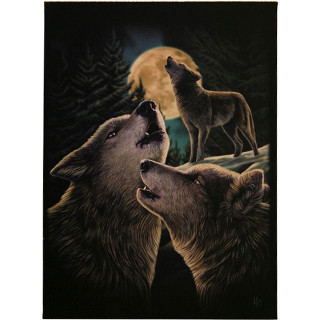Toile canevas  loups hurlants "Wolf Song" - Lisa Parker (19x25cm)