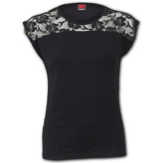 Top femme gothique noir  dentelle de roses