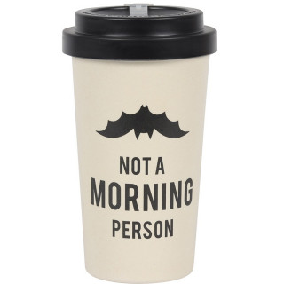 Travel mug en bambon  chauve-souris "Pas une personne du matin"