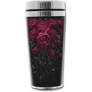 Travel mug thermos gothique avec roses ensanglantes