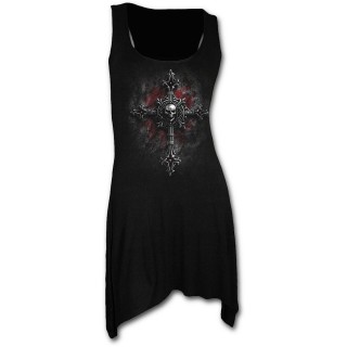 Tunique gothique noire avec croix gothique  crane vampire