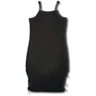 Tunique gothique noire fendue avec bretelles  chaines