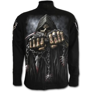 Veste gothique homme  chaines et mousquetons avec la Mort  chaine de combat