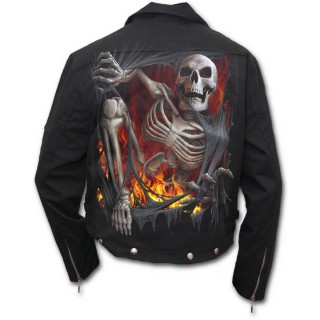 Veste gothique homme  effet squelette sortant du vetement en flamme