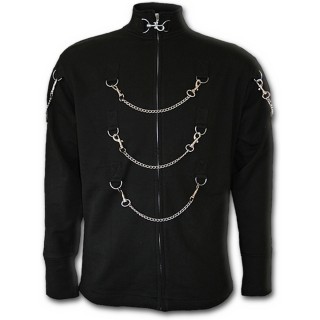 Veste gothique homme noire avec chaines  mousquetons