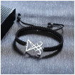 Bracelet corde homme à symbole satanique inox