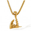 Pendentif homme hache viking dorée en acier à Valknut (chaine incluse)