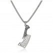 Pendentif homme hachoir en acier � lame textur�e (chaine incluse)