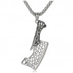 Pendentif homme hachoir en acier � lame textur�e (chaine incluse)