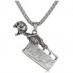 Pendentif homme hachoir en acier � manche squelette (chaine incluse)