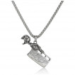 Pendentif homme hachoir en acier � manche squelette (chaine incluse)