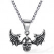 Pendentif homme t�te de mort vampirique en acier (chaine incluse)