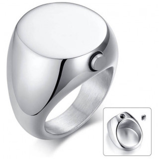 Bague chevali�re homme acier � urne fun�raire