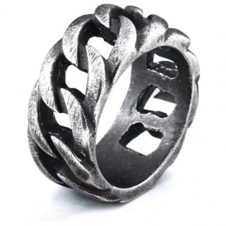Bague homme acier style chaine vieillie