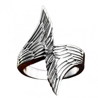 Bague homme gothique � ailes d'ange style m�di�val