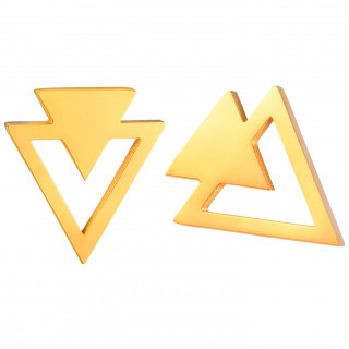 Boucles d'oreilles dor�es double triangle en acier (paire)