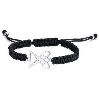 Bracelet corde homme � symbole satanique inox
