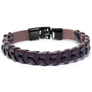 Bracelet homme similicuir marron � lani�res en chevrons