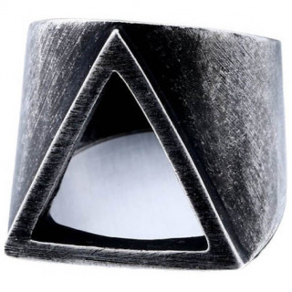 Chevali�re homme � triangle ajour� en acier anthracite bross�