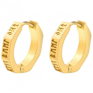 Cr�oles h�xagonales en acier dor� � runes vikings