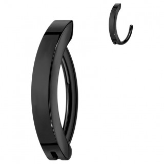 Piercing nombril Titane noir � charni�re avec barrette courb�e