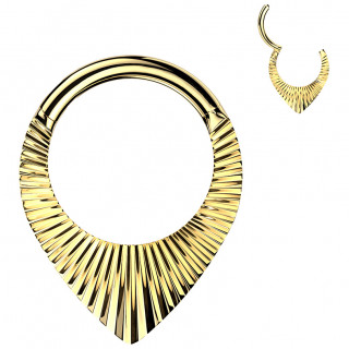 Anneau charni�re Titane dor� stri� fa�on �ventail