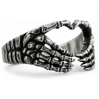 Bague homme gothique � mains squelettes en acier