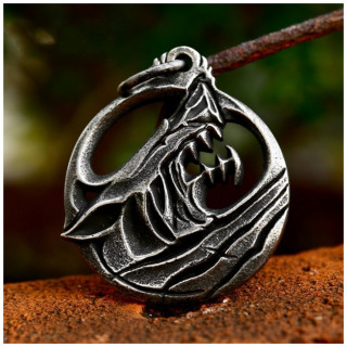 Pendentif viking � loup Fenrir en acier vieilli