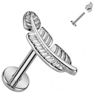 Piercing labret Plume Titane � filetage interne (l�vre, tragus, h�lix...)