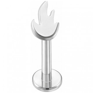 Piercing labret Titane � flamme - Push-in (l�vre, tragus, helix...)